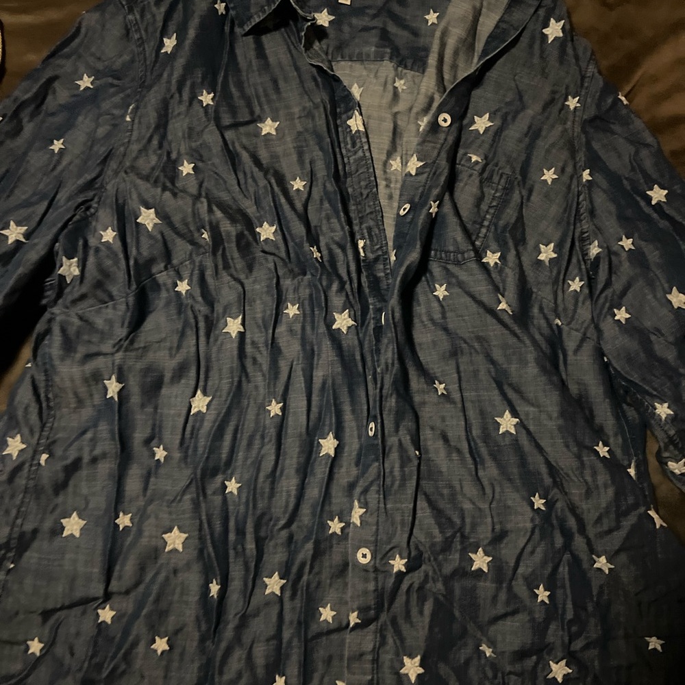 Foxcroft Navy Star Button Down Shirt
